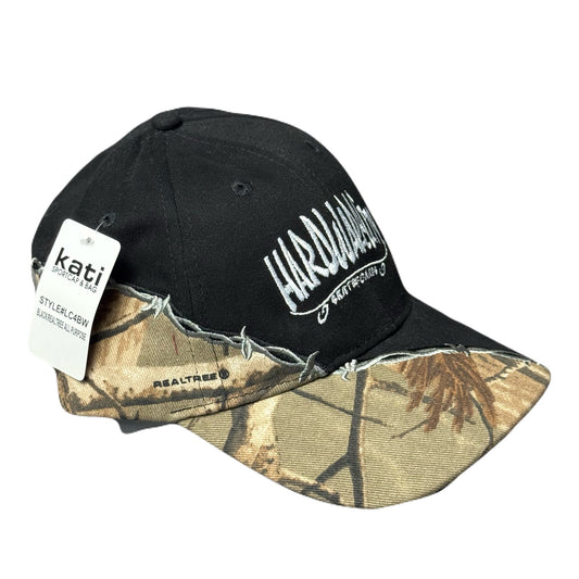 Hat Camo & Black Pattern 2 White Embroidery