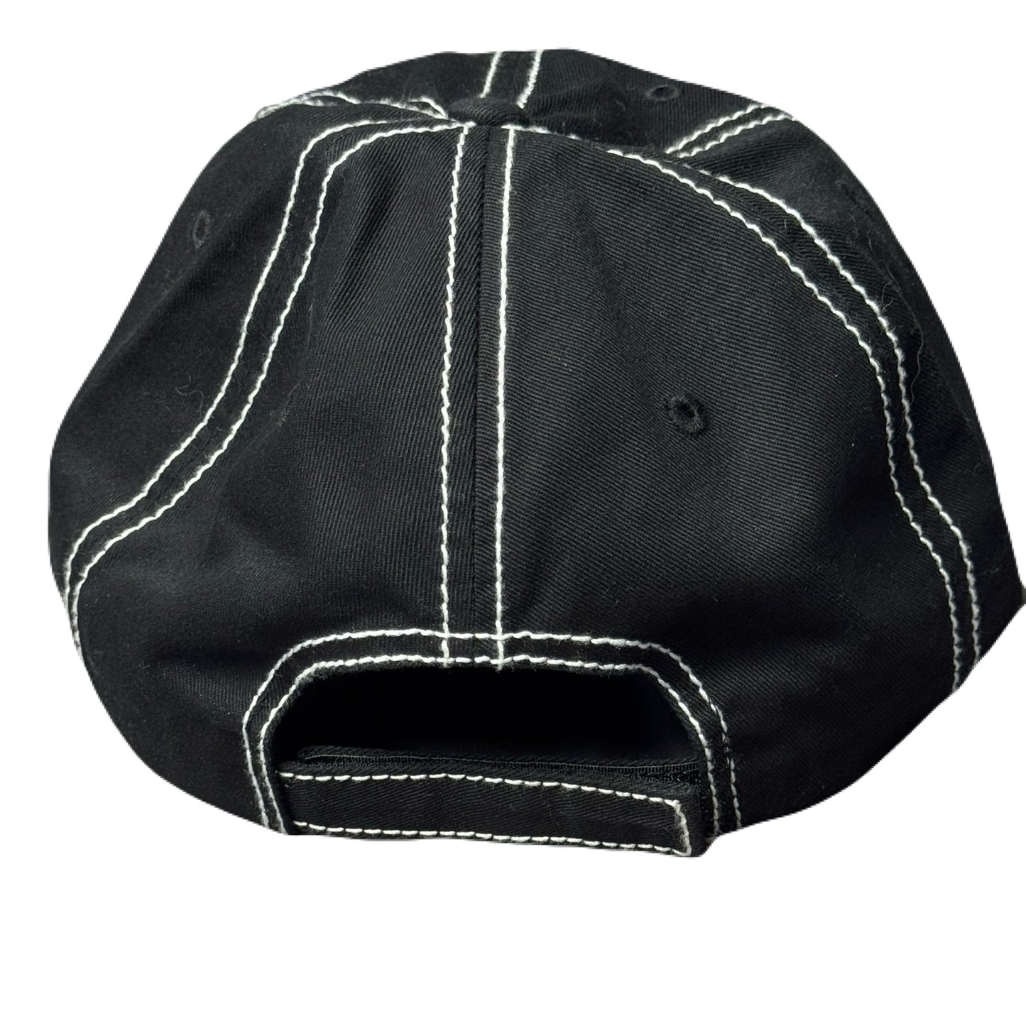 Hat Black with White Stitch and White Embroidery