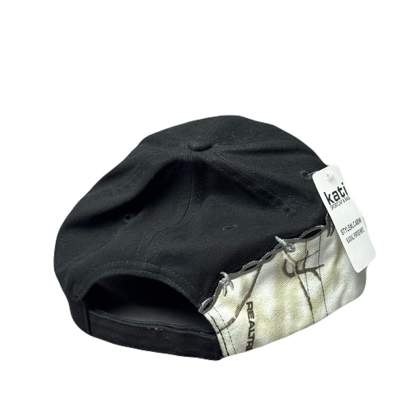 Hat Black and Leaf Camo with White Embroidery