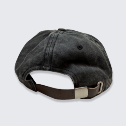 Hat Black Washed White Embroidery