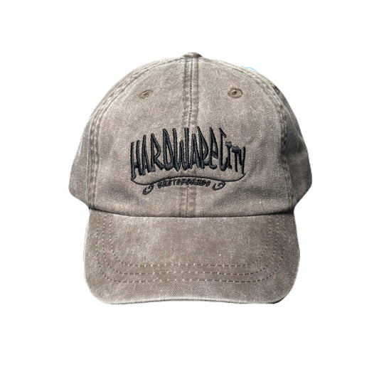 Hat Washed Brown with Black Embroidery