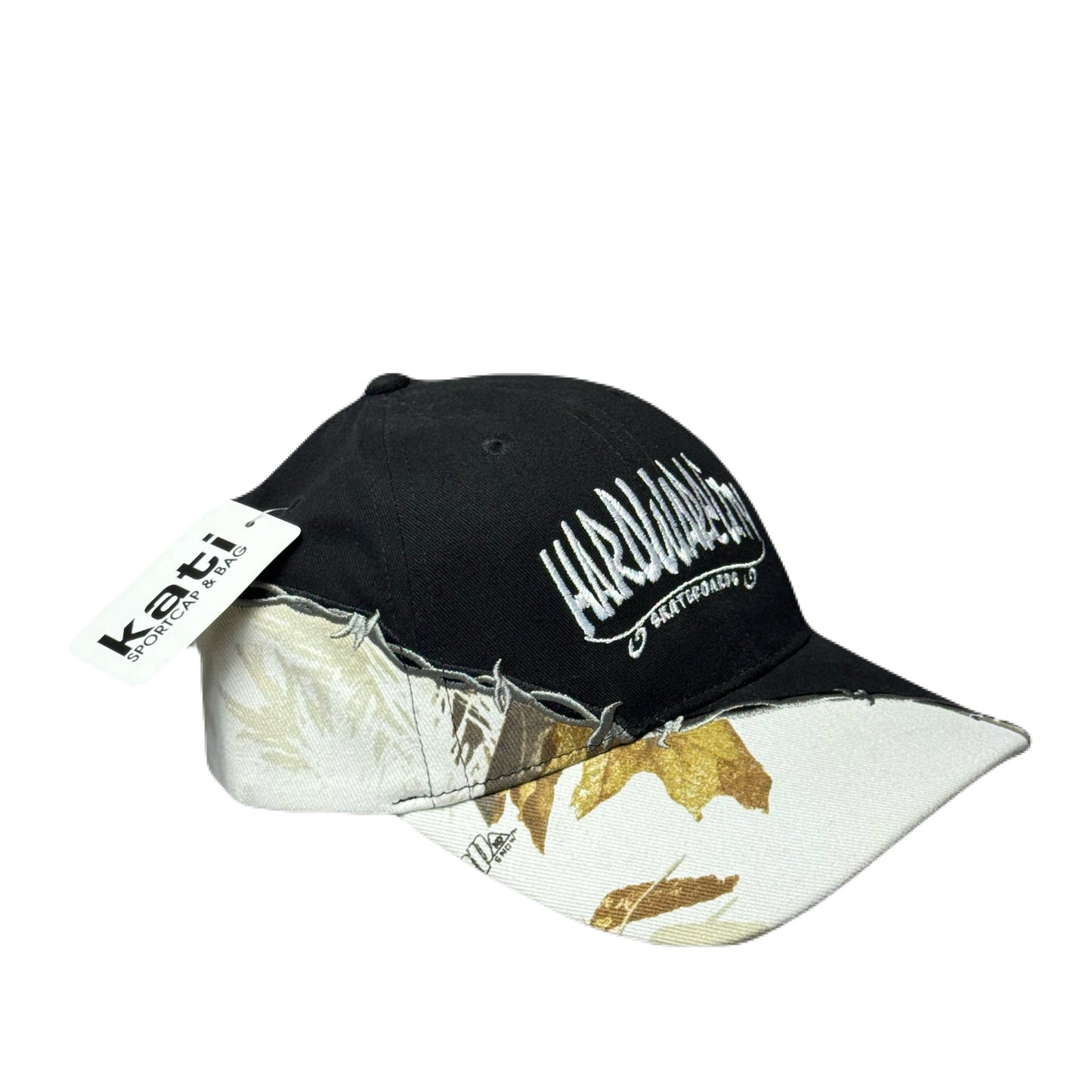 Hat Black and Leaf Camo with White Embroidery