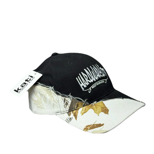 Hat Black and Leaf Camo with White Embroidery