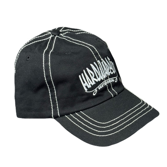Hat Black with White Stitch and White Embroidery