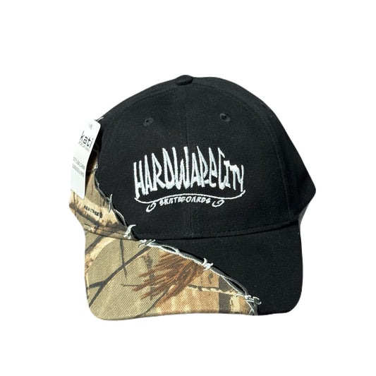 Hat Camo & Black Pattern 2 White Embroidery