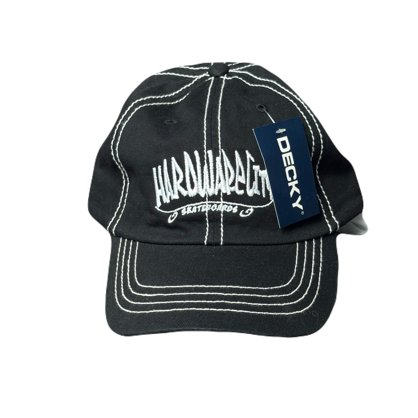 Hat Black with White Stitch and White Embroidery
