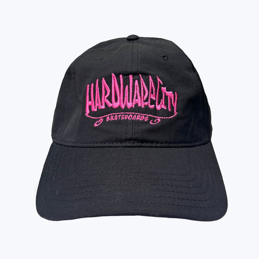 Hat Black Pink Embroidery