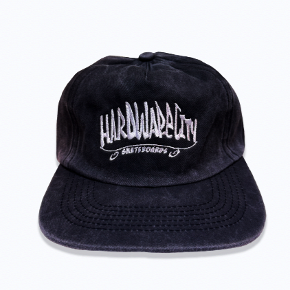 Hat Black Washed White Embroidery