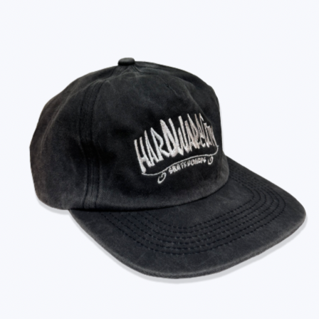 Hat Black Washed White Embroidery